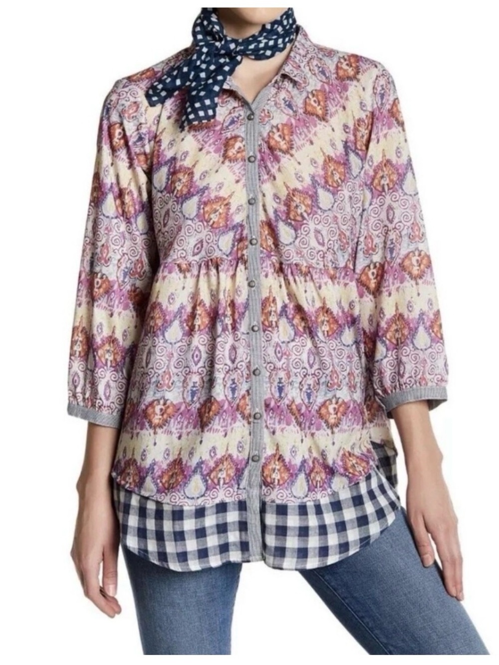 Aratta Silent Journey Mixed Print Tunic Blouse